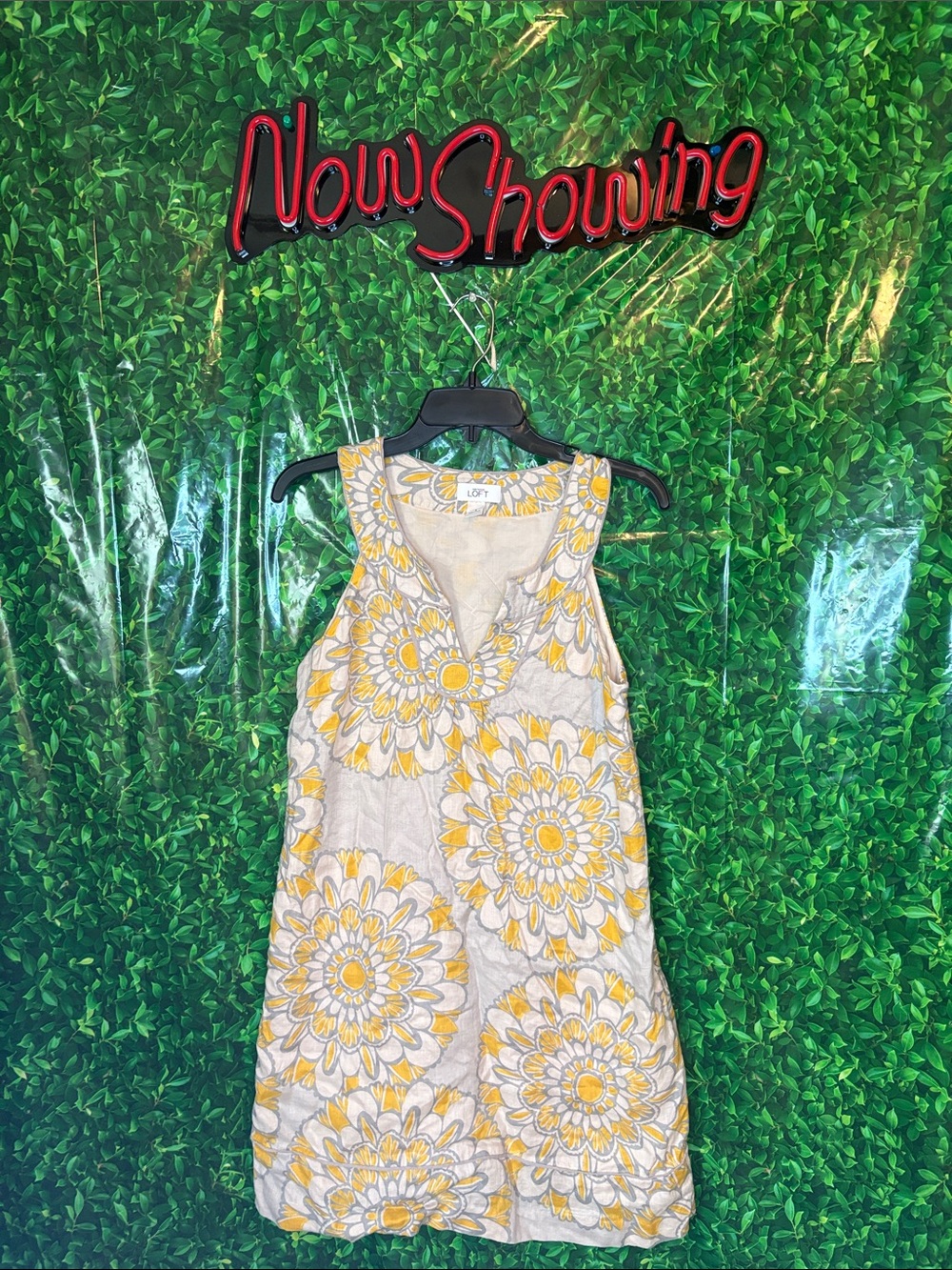 LOFT Cream Dress with Fall Marigold Floral Print for